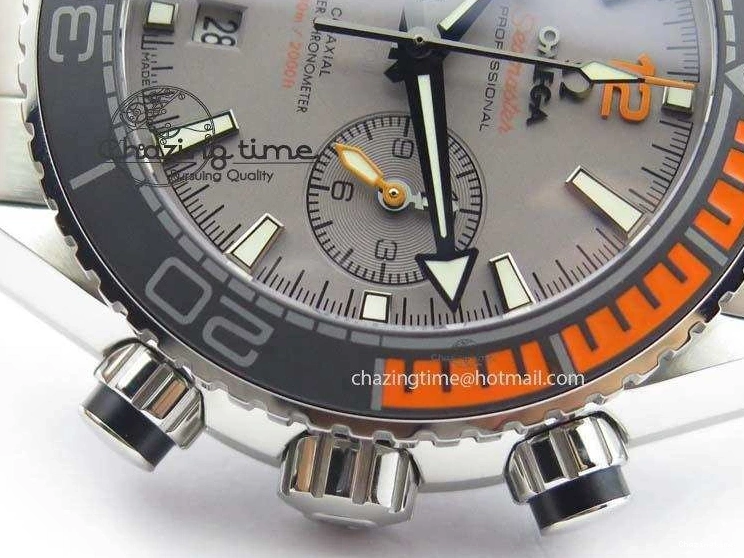 1223 Planet Ocean Master Chronometer Chrono SS OM 1:1 Best Edition Gray Dial On SS Bracelet A Reliable 8180